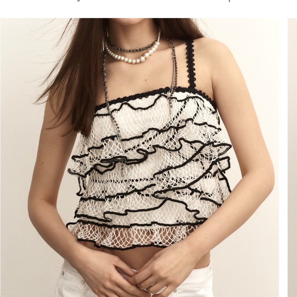 By Anthropologie Crochet Ruffle Top